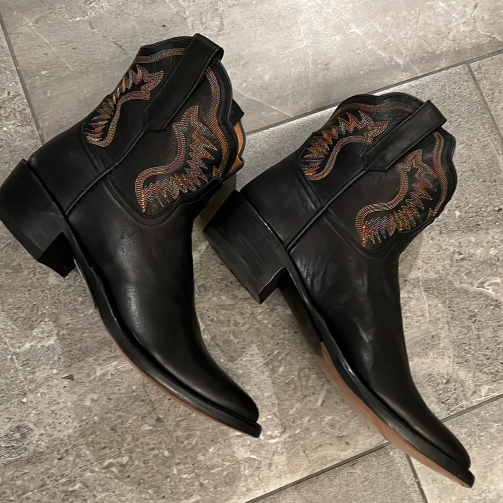 RIO Of Mercedes Black Short Leather Western Boots - Picture 1 of 12